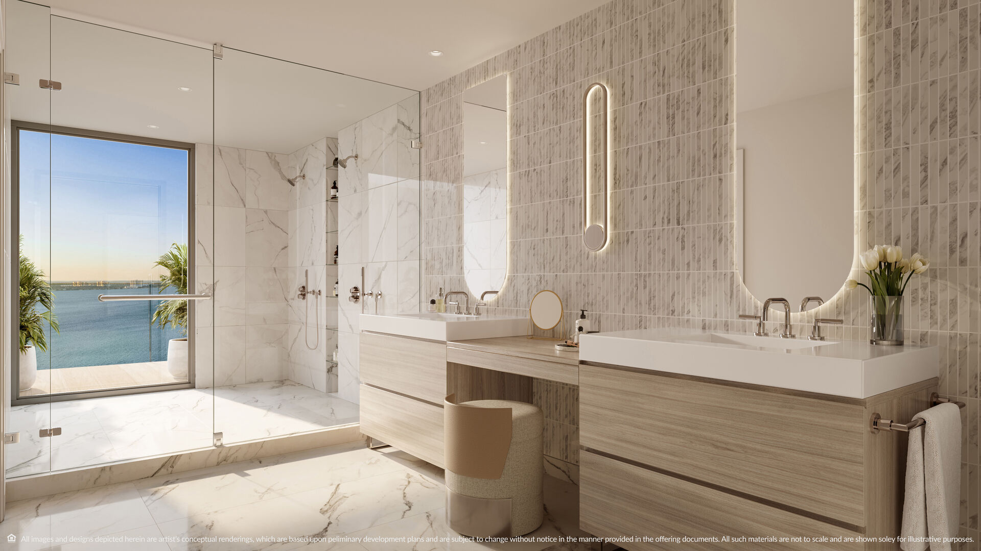 Primary bath with marble